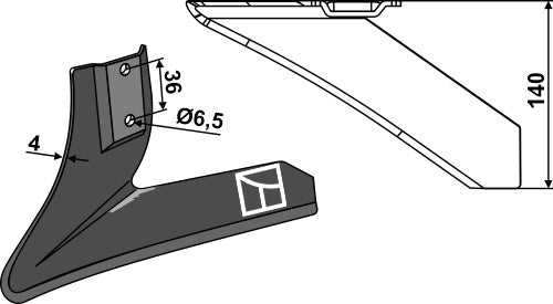 Angled wing share - left