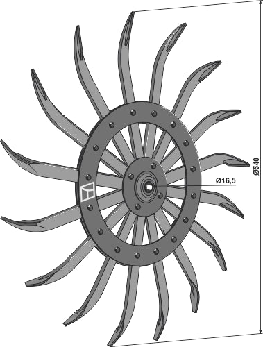 Rotary hoe ring, compl. with hub