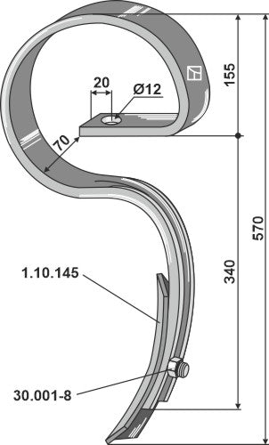 Harrow tine with share