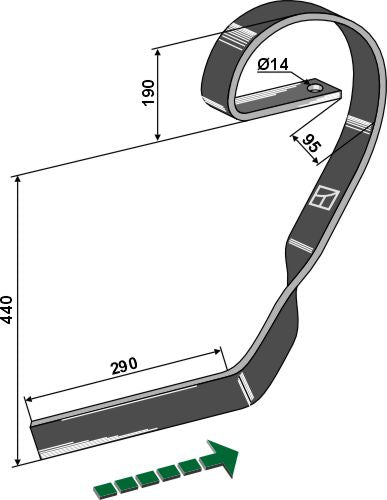 Brake tine, left