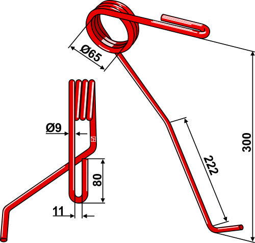 Following tine Ø9mm, front left