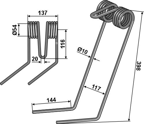 Following tine Ø10mm, left