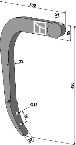 Cultivator shank 490mm