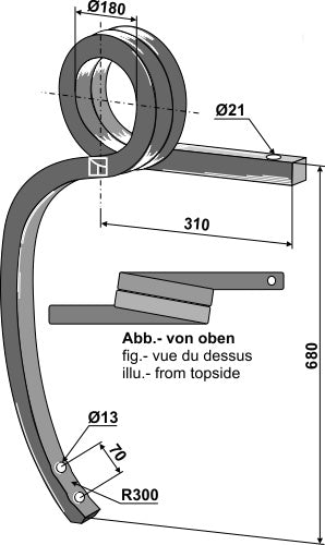 Double coil spring, right