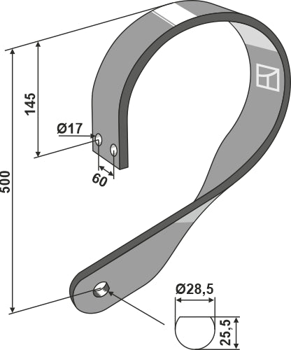 Spring shank, straight - left