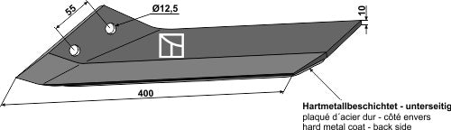 Replacement wing hard metal faced - left