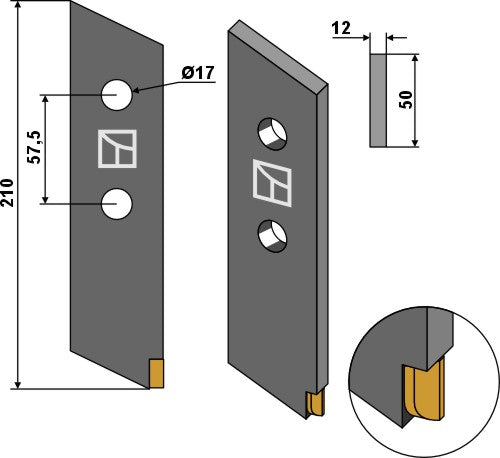 Bolt-on tine - Hard metal