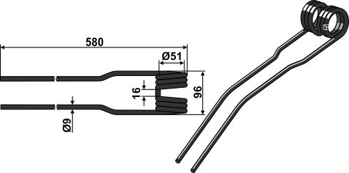 Hay rake tine Ø9
