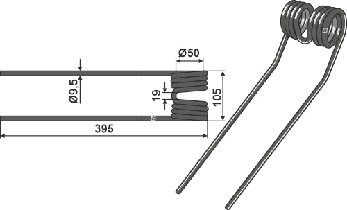 Hay rake tine Ø9,5