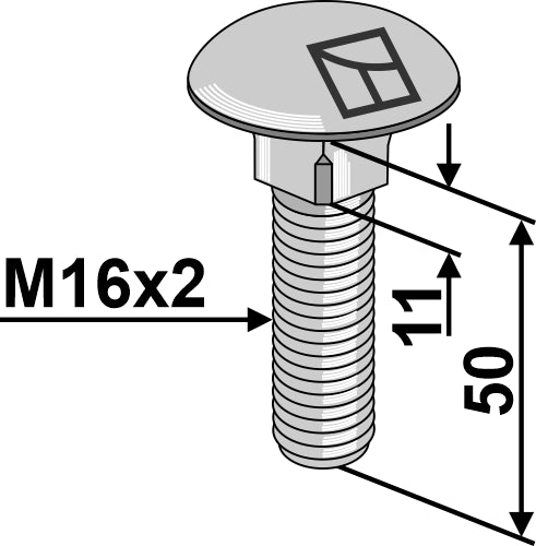 Saucer-head screw M16x2x50 - galvanized