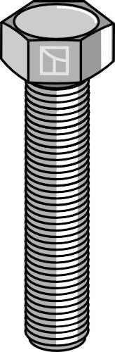 Hexagon bolt M16x2x60 without nut - Galvanized