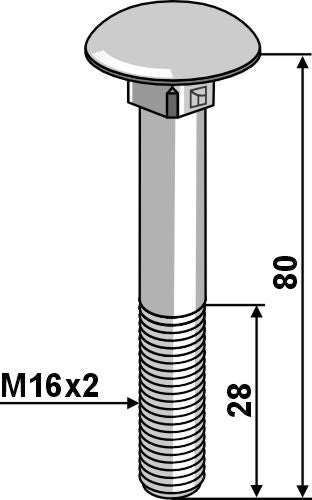 Bolt M16x2x80 galvanized without nut
