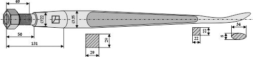 Spoon-shaped tine 1100mm