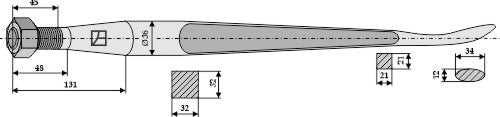 Spoon-shaped tine 1100mm