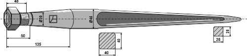 Front loading tine 1100mm