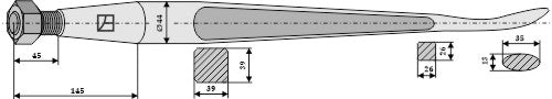 Spoon-shaped tine 1250mm