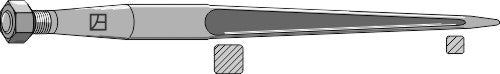 Pointed tine with cone-shaped nut