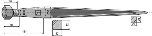 Front loading tine 610mm