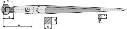 Front loading tine 800mm