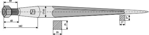 Front loading tine 810mm