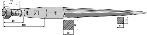 Front loading tine 980mm
