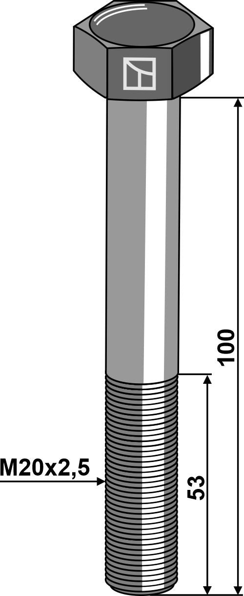 Hexagon bolt M20x2,5x100 without nut