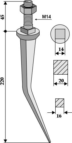 Cone shaped harrow teeth from boron steel, Rau model