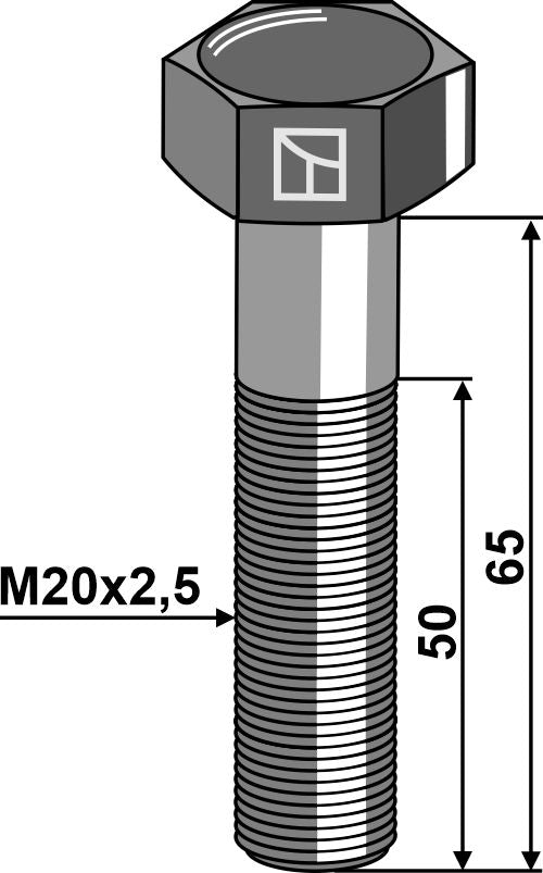 Hexagon bolt M20x2,5x65 without nut