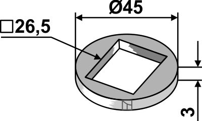 Reducing washer for 26x26 square shaft