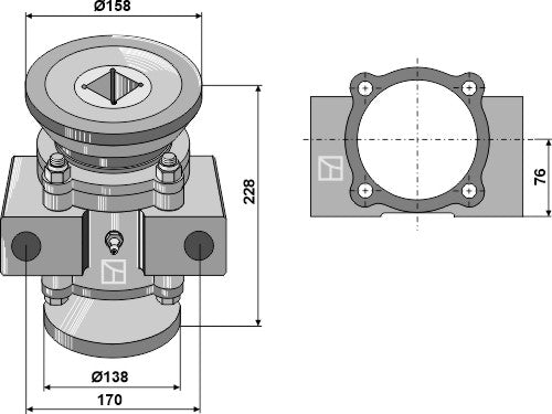 Bearing compl. for 40x40 square shaft