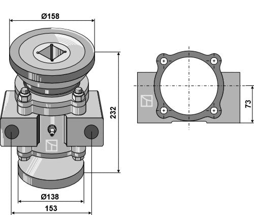 Bearing compl. for 40x40 square shaft
