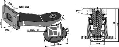 Bearing with shank - right model