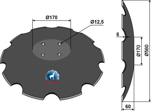Notched disc - Ø560x6 m.