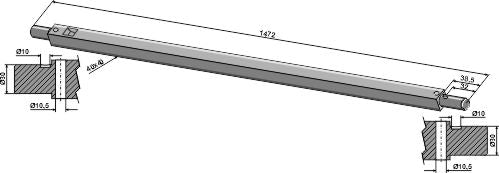 Square shaft 40x40 - 1472mm