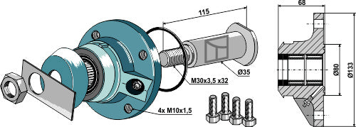 Bearing compl. without cap piece of the bearing