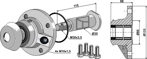 Bearing compl. without cap piece of the bearing - left