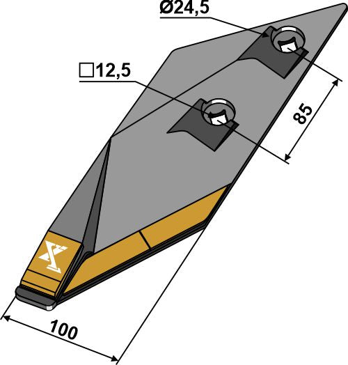 Ploughshare point B2SHL - left - Hard metal