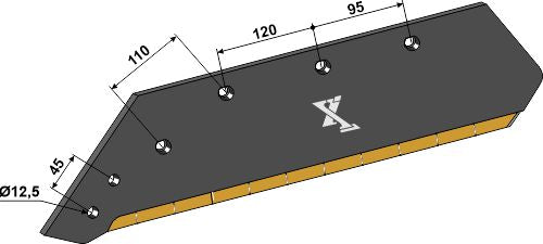 Reversible point share - 18'' - left - Hard metal