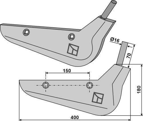 Beet lifter share, right model