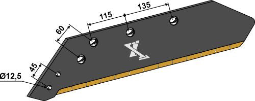 Reversible point share - 16'' - left - Hard metal