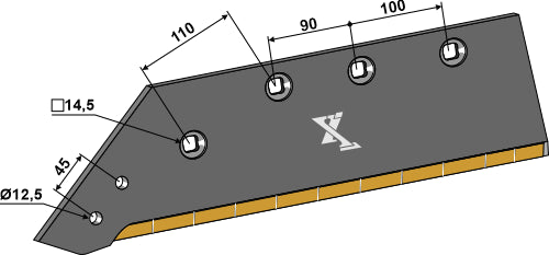 Reversible point share - 14'' - left - Hard metal