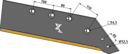 Reversible point share - 18'' - right - Hard metal