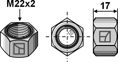 Hexagon nut - M22x2 - 8.8