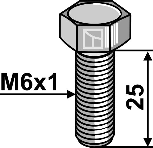 Hexagon bolt M6x1x25 without nut - galvanized