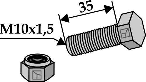 Hexagon bolt M10x1,5x35 with self-locking nut
