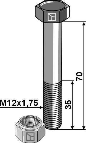 Hexagon Bolt M12x1,75x70 with self-locking nut