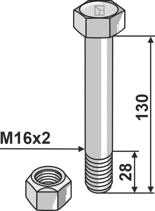 Hexagon Bolt M16x2x130 with self-locking nut