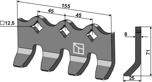 Replacement blade for hammer flail 155x8mm, serrated