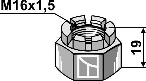 Hexagon castle nut M16x1,5