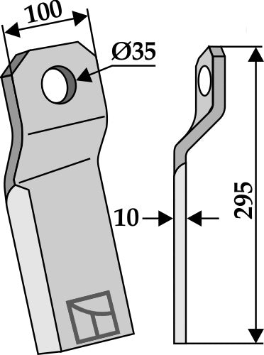 Twisted comminution blade 195x100mm -short - right
